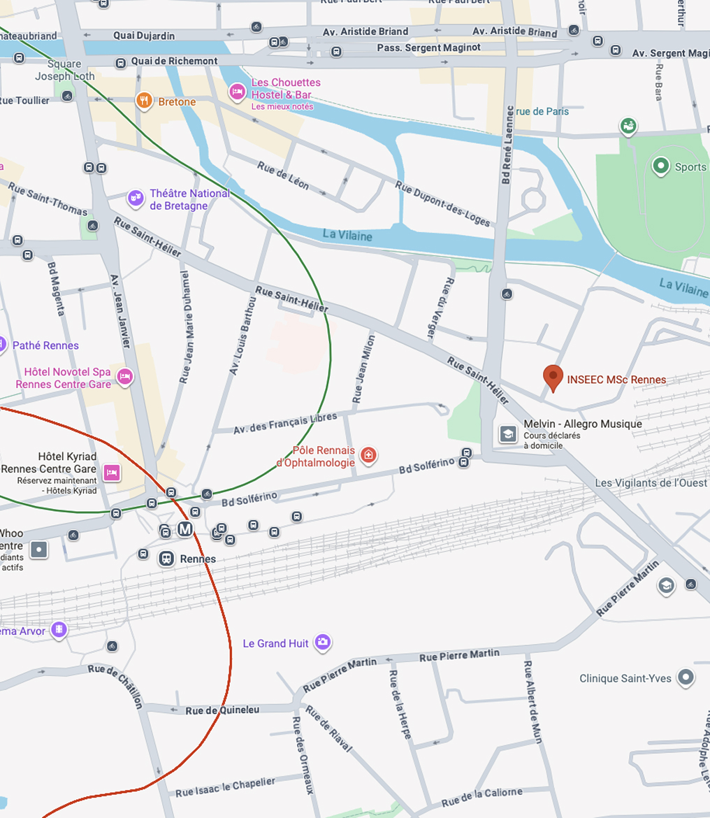 How to get to the INSEEC business school campus in Rennes by public transport